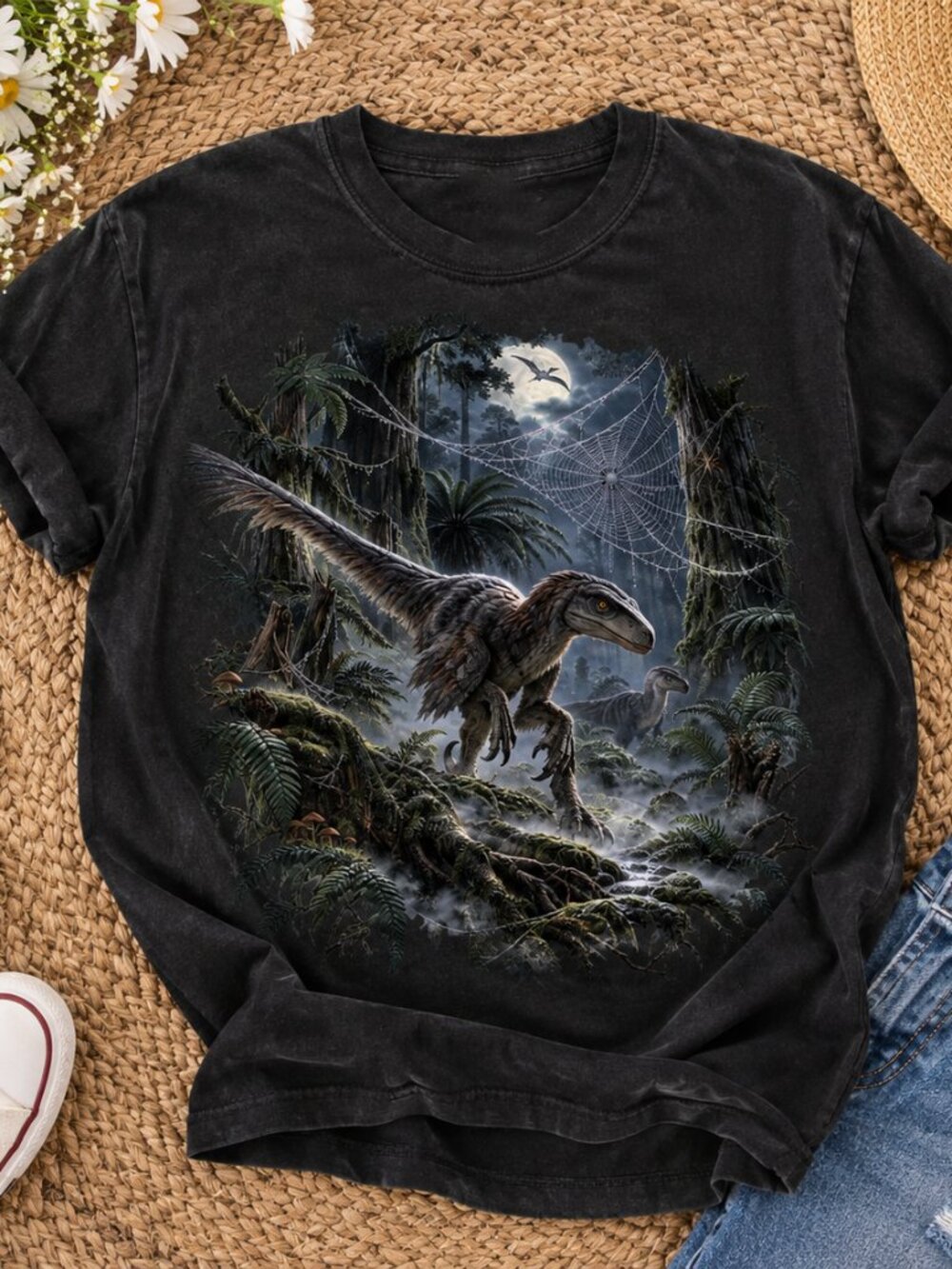 🦖 Raptor Dinosaur Shirt | Prehistoric Forest Graphic T-Shirt